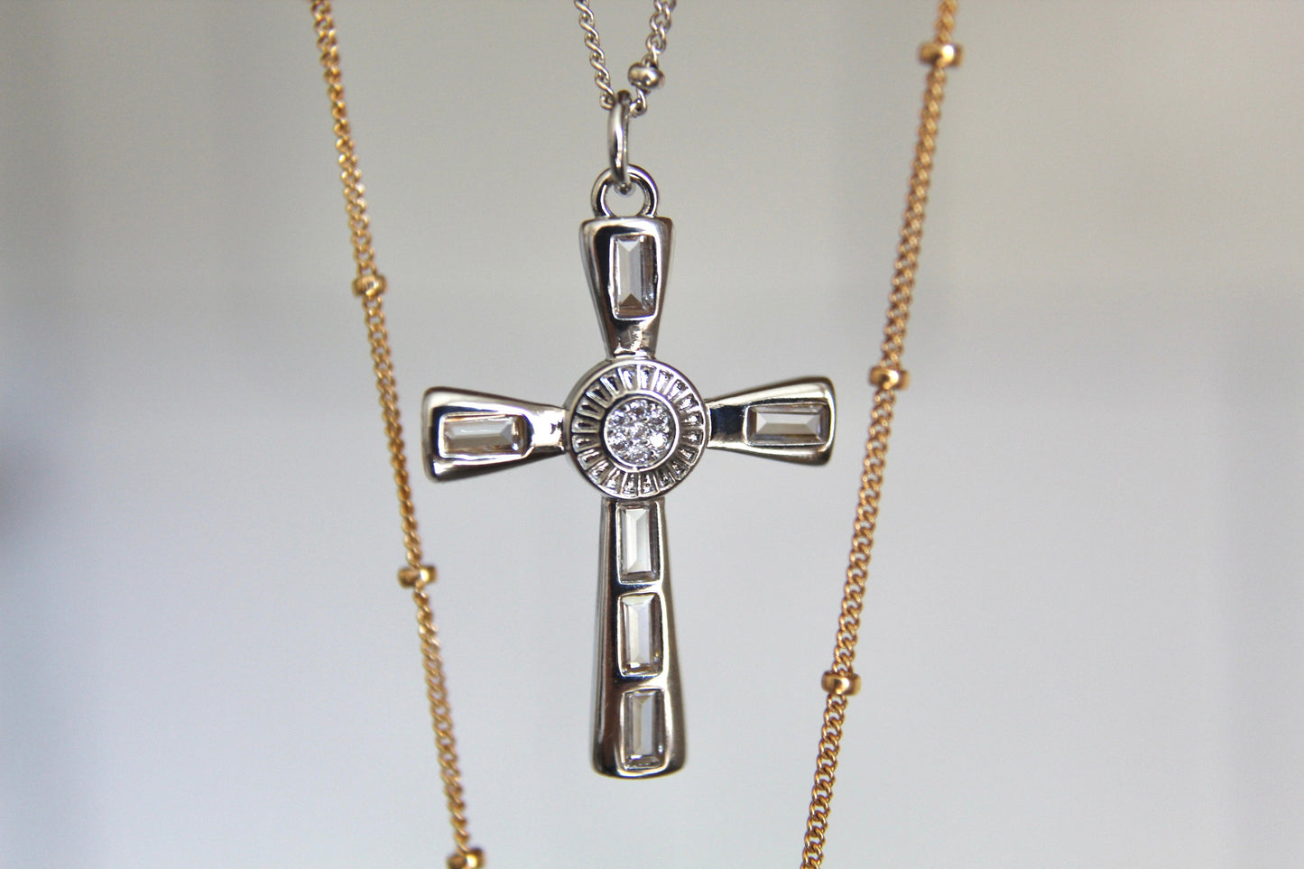 Eternal Cross Necklace in Silver Tone
