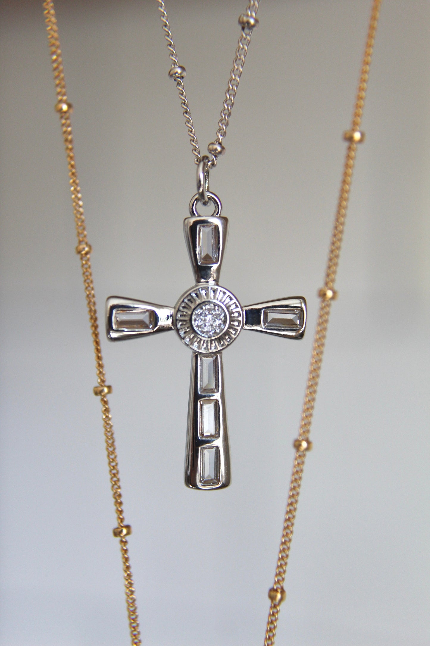 Eternal Cross Necklace in Silver Tone