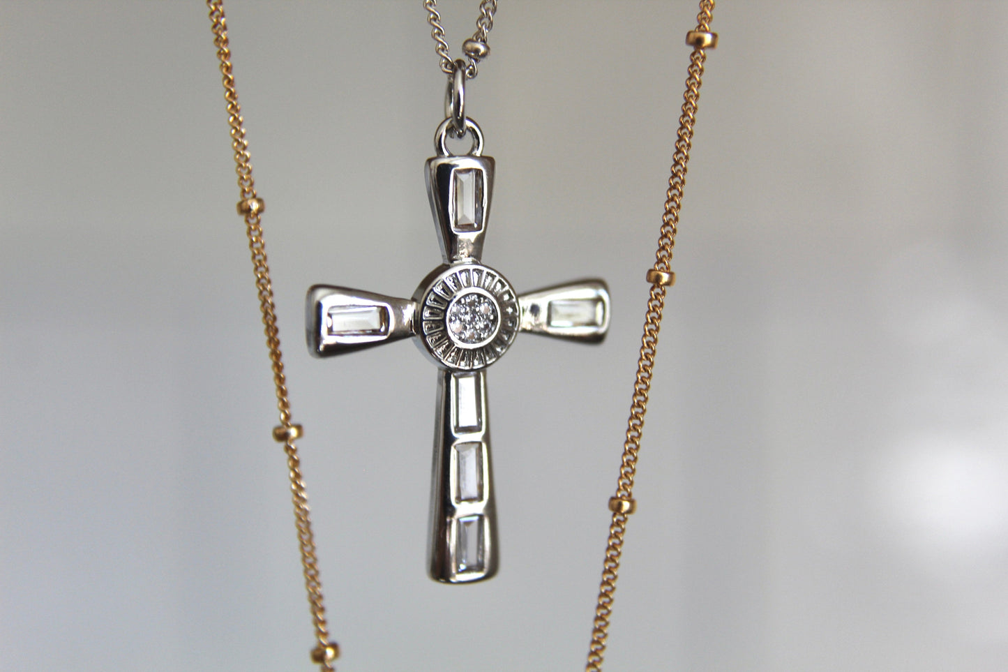 Eternal Cross Necklace in Silver Tone