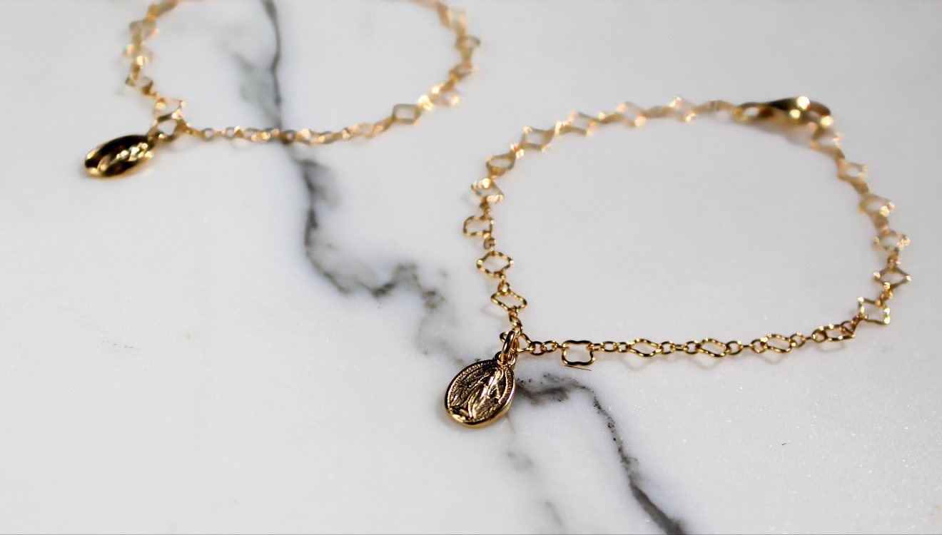 Miraculous Medal Floral Bracelet Set - Mommy and Me